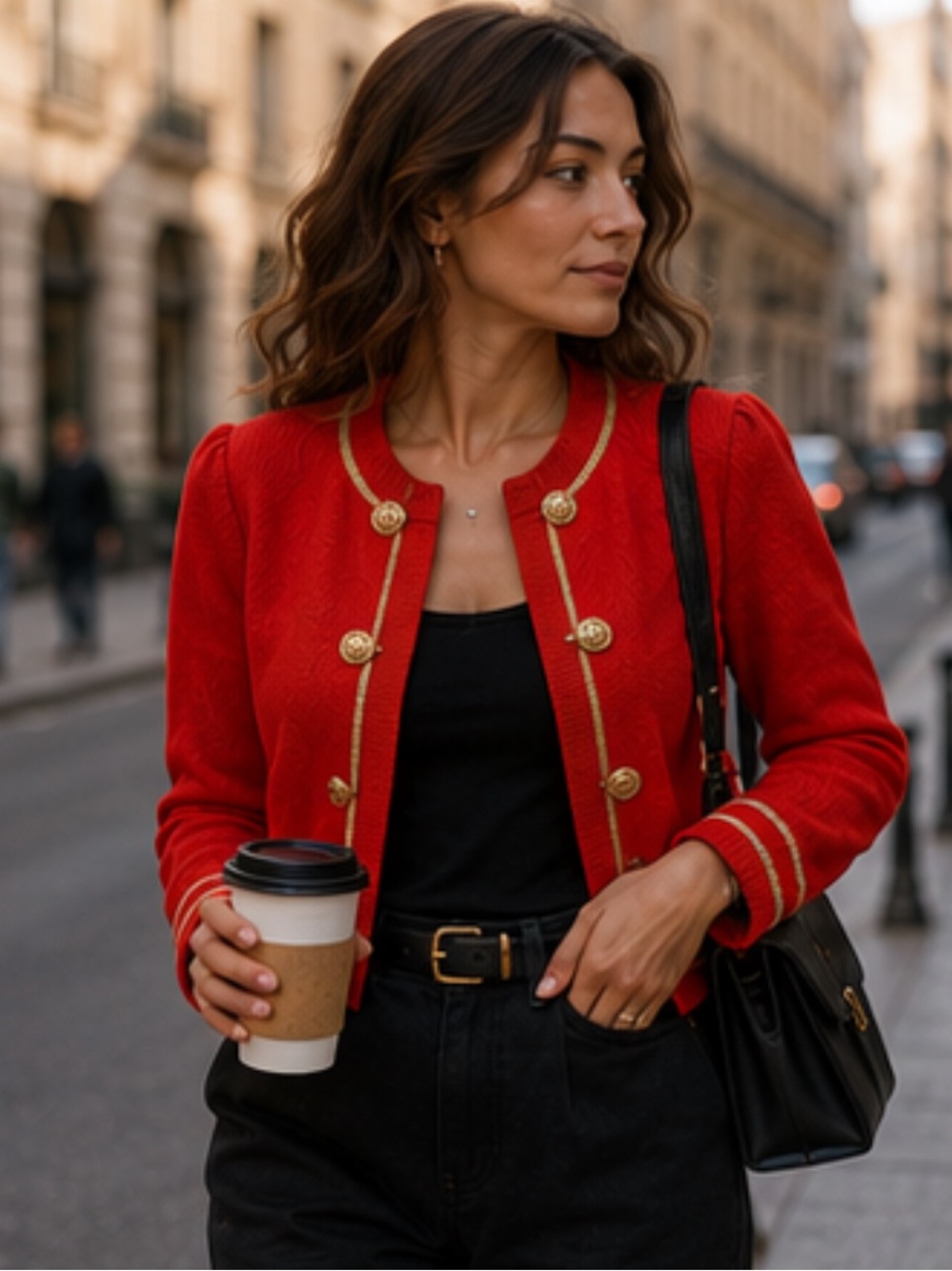 St. John Red and Gold Military Jacket, size 10